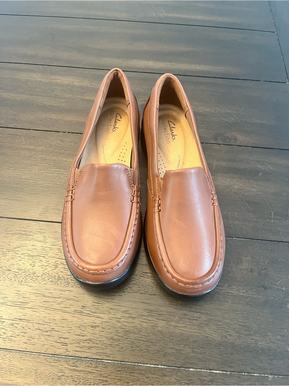 Clarks Tan Leather Slip-On Loafers